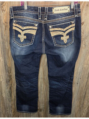 Rock Revival "Sorrel" Capri Denim Blue Jeans Size 34 (36x27)